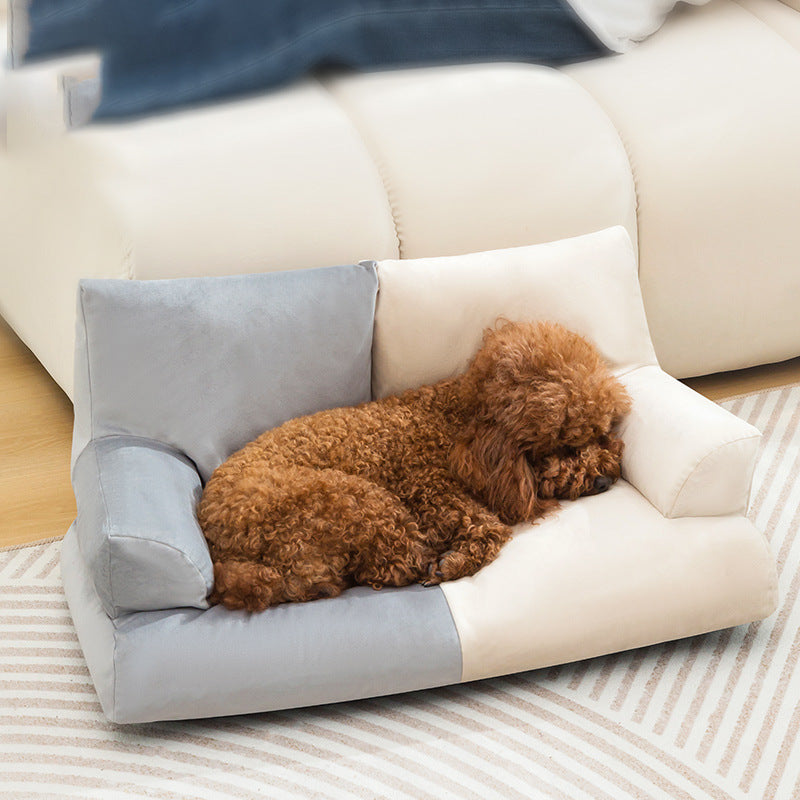 HKM-7034685 Comfortable High Backrest Pet Sofa - Stylish Doghouse Cathouse Mattress in Multiple Colors