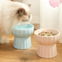 HKM-7034813 Ceramic Pet Bowl with Anti-Overturn Protection and Stylish Petal Shape