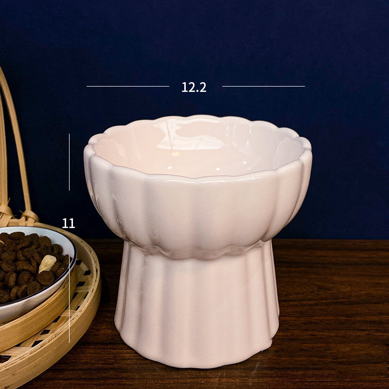 HKM-7034813 Ceramic Pet Bowl with Anti-Overturn Protection and Stylish Petal Shape