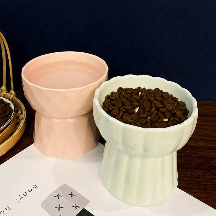 HKM-7034813 Ceramic Pet Bowl with Anti-Overturn Protection and Stylish Petal Shape