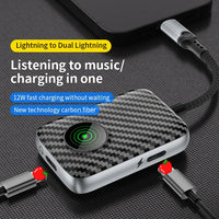 HKM-703635 8-Pin Audio Aux Splitter Adapter for iPhone - 2-in-1 Headphone Jack with Luminous USB Cable