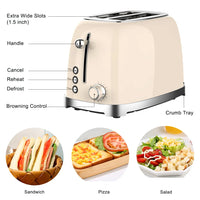 HKM-703635 Electric Retro Toaster for 2 Slices with 1-6 Level Bread Baking Function