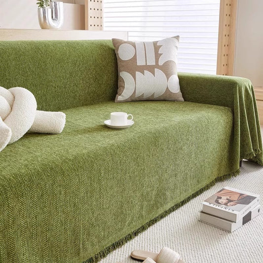 HKM-703635 Herringbone Pattern Chenille Sofa Cover in Multiple Sizes and Colors