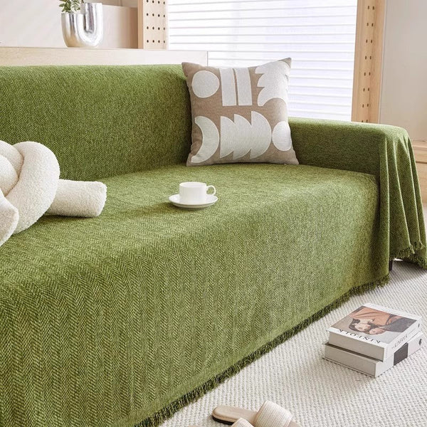 HKM-703635 Herringbone Pattern Chenille Sofa Cover in Multiple Sizes and Colors