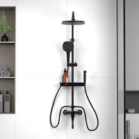 HKM-703763 Modern Matte Black Exposed Thermostatic Shower Column with Jet & Massage Spray