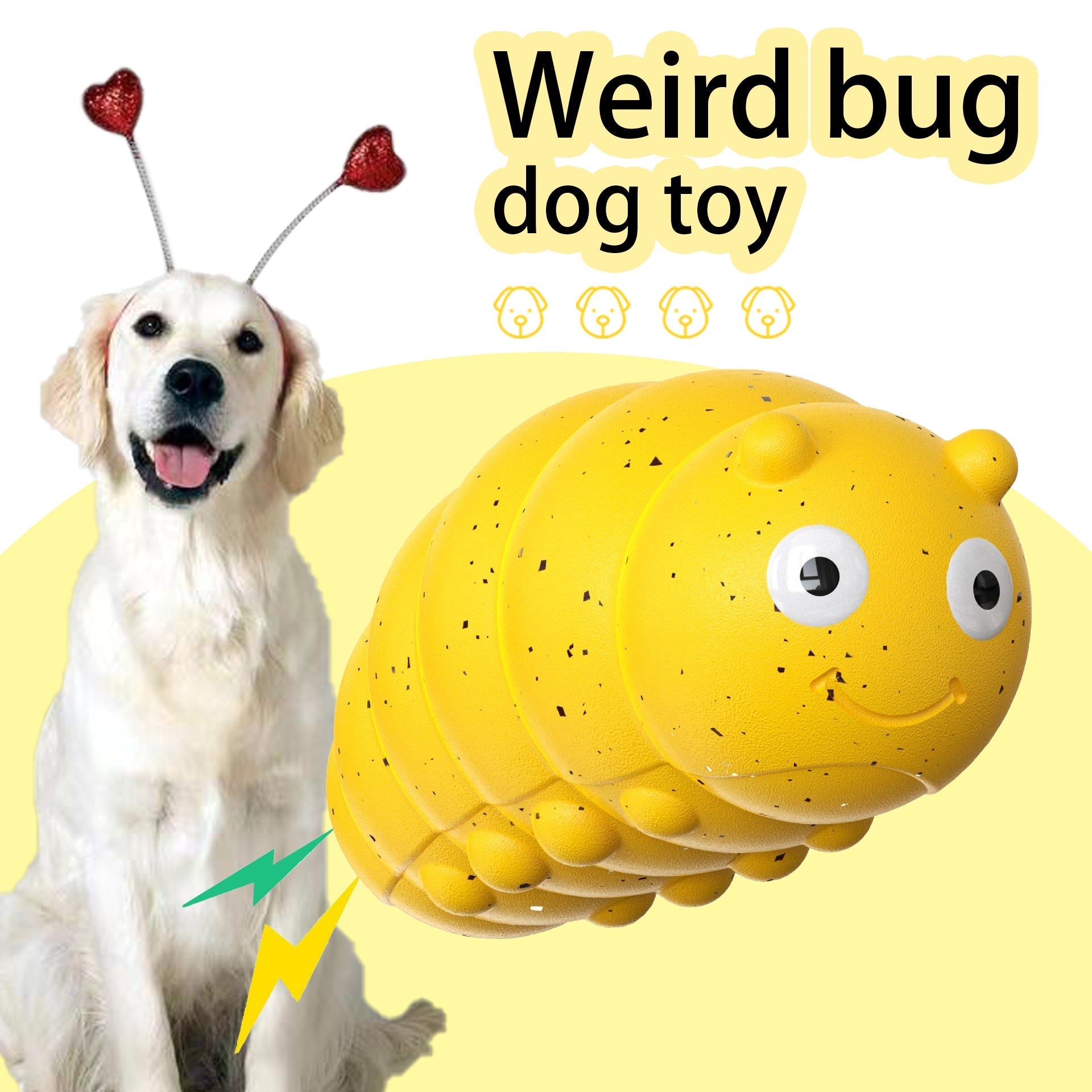 HKM-7037885 Teething Dog Toy with Sound-Activated Barking Bug for Engaging Play