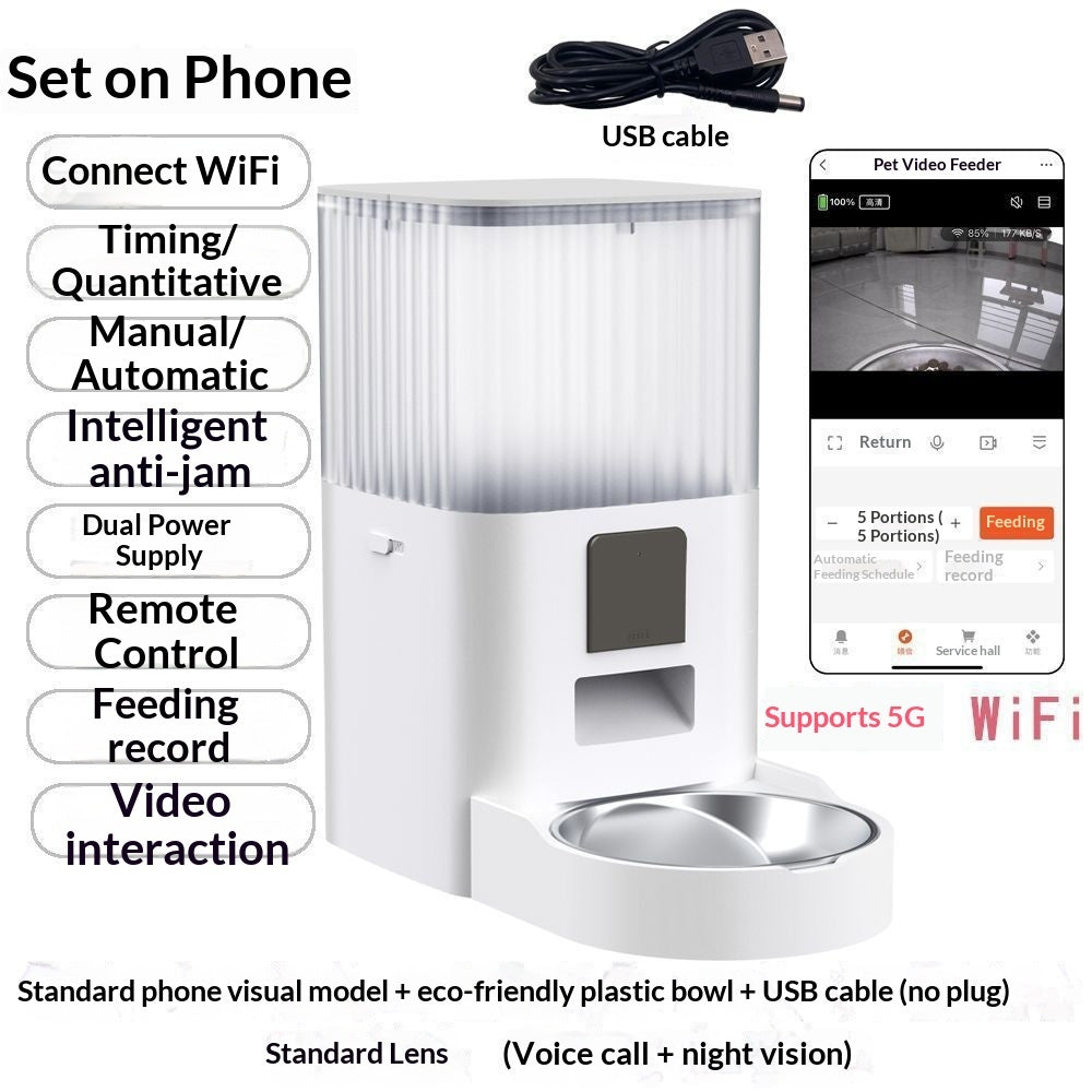 HKM-7038397 Smart Remote Pet Feeder with Schedule, Monitoring, and Voice Control Options