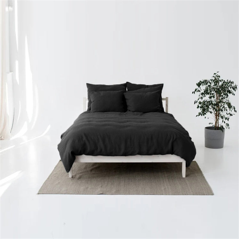 HKM-703891 Linen Four-Piece Minimalist Bed Set in Various Soft Colors