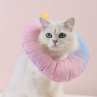 HKM-703891 Rainbow Gradient Waterproof Headgear for Cats and Small Dogs, Soft Sterilization Ring
