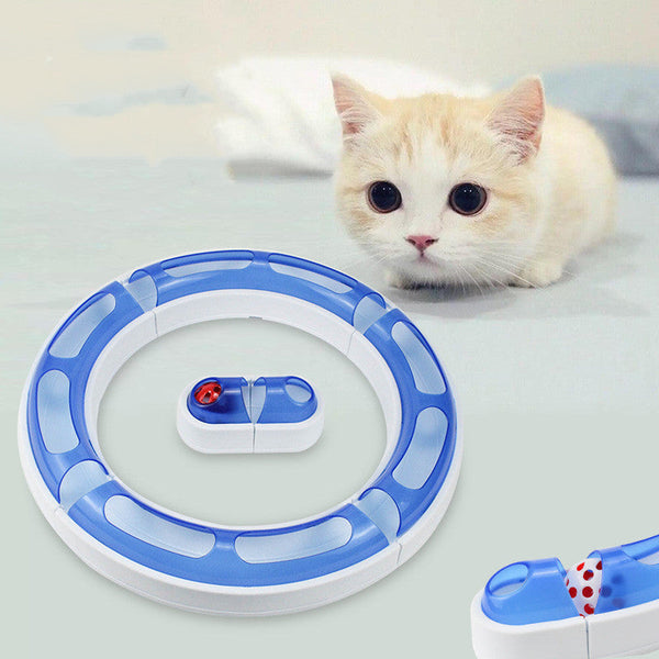 HKM-7039677 Cat Turntable Track Toy - Pink, Blue, and Purple Color Options, 29cm Flat Rail for Engaging Play
