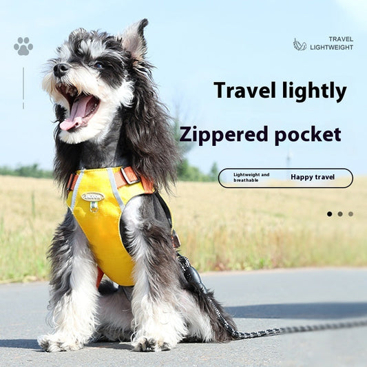 HKM-7040189 Lightweight Dog Travel Chest Strap with Zipper Pocket in Multiple Colors