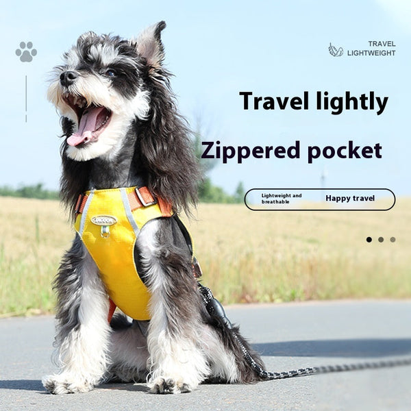 HKM-7040189 Lightweight Dog Travel Chest Strap with Zipper Pocket in Multiple Colors