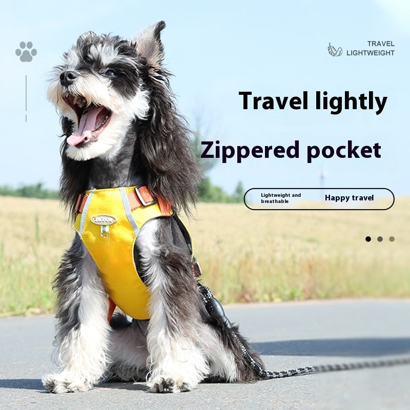 HKM-7040189 Lightweight Dog Travel Chest Strap with Zipper Pocket in Multiple Colors