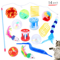 HKM-7041213 14-Piece Plush Cat Toy Set with Multiple Combinations for Interactive Play