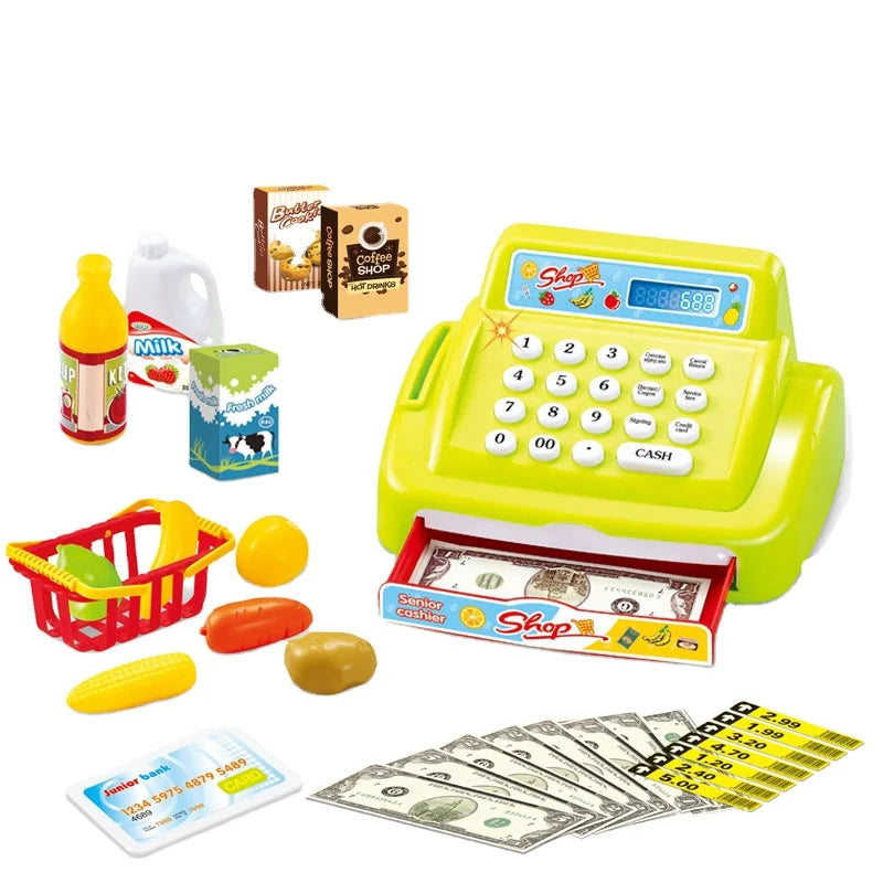 HKM-704403 Educational Battery Operated Cash Register Toy with Microphone for Kids Ages 2-7