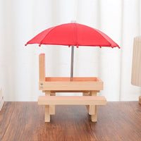 HKM-7044157 Wooden Outdoor Chipmunk Feeder with Bench and Umbrella, Pine Material
