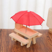 HKM-7044157 Wooden Outdoor Chipmunk Feeder with Bench and Umbrella, Pine Material