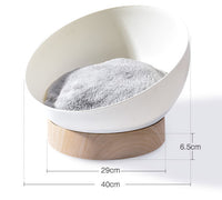 HKM-7044413 Multifunctional Cat Egg Shell Nest with Turntable ¨C Plastic Design, White Wood Grain Base