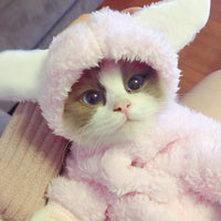 HKM-7044541 Adorable Cotton Cat Clothes for Kittens ¨C Cute Pink Rabbit, Brown Bear, Tsundere Mini, Angel Wings Styles
