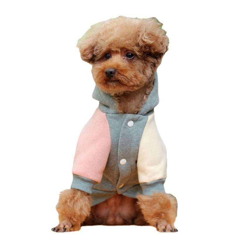 HKM-7045437 Cozy Cotton Pet Sweatshirt in Brown, Green, and Pink - Multiple Sizes Available