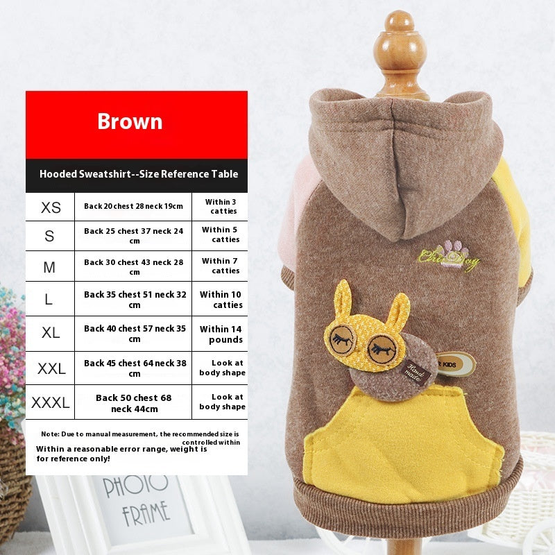 HKM-7045437 Cozy Cotton Pet Sweatshirt in Brown, Green, and Pink - Multiple Sizes Available