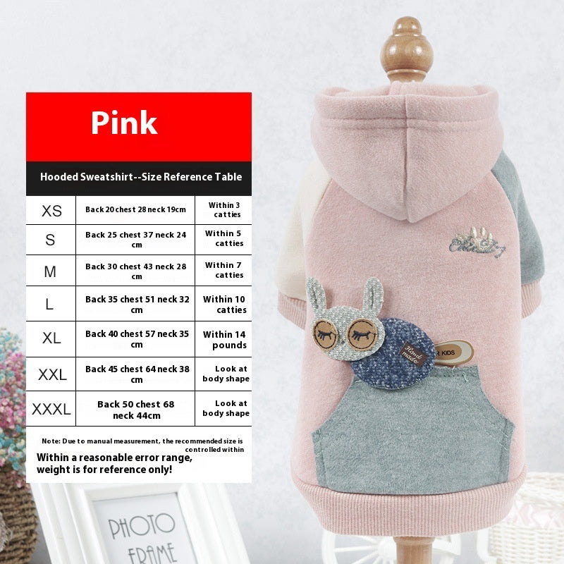 HKM-7045437 Cozy Cotton Pet Sweatshirt in Brown, Green, and Pink - Multiple Sizes Available