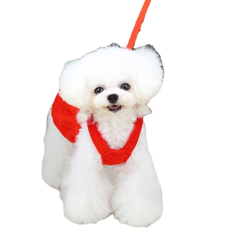 HKM-7045949 Thick Wool Bow-Knot Skirt for Pets - Festive Christmas Apparel in Sizes S to XXL