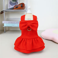 HKM-7045949 Thick Wool Bow-Knot Skirt for Pets - Festive Christmas Apparel in Sizes S to XXL