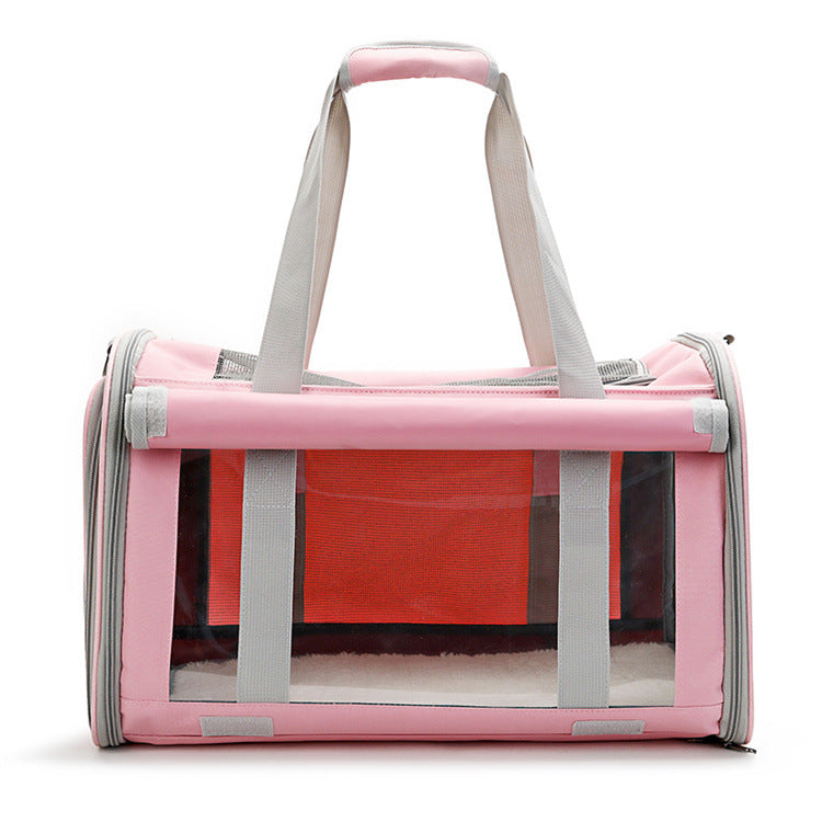 HKM-7049789 Foldable Transparent Pet Carrier Bag for Cats and Dogs, Breathable Oxford Cloth, Medium Soft Design