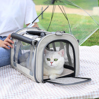 HKM-7049789 Foldable Transparent Pet Carrier Bag for Cats and Dogs, Breathable Oxford Cloth, Medium Soft Design
