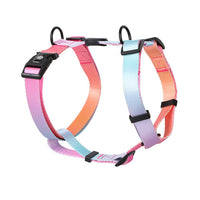 HKM-7049917 Gradient Color Pet Chest Straps - Polyester in Purple, Blue Sea, Neon, Green Mountains, Sizes S, M, L
