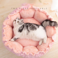 HKM-7050173 Cozy Pomeranian Pet Sleeping Pad with Floral Design ¨C Soft Nest for Cats and Small Dogs, 55cm & 65cm Sizes