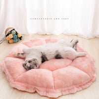HKM-7050173 Cozy Pomeranian Pet Sleeping Pad with Floral Design ¨C Soft Nest for Cats and Small Dogs, 55cm & 65cm Sizes