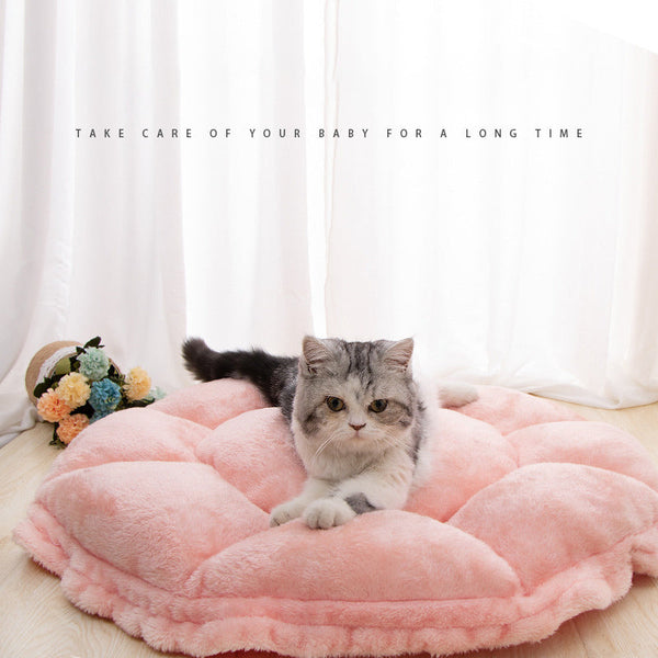 HKM-7050173 Cozy Pomeranian Pet Sleeping Pad with Floral Design ¨C Soft Nest for Cats and Small Dogs, 55cm & 65cm Sizes