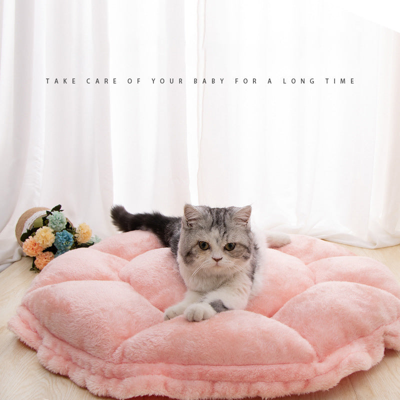 HKM-7050173 Cozy Pomeranian Pet Sleeping Pad with Floral Design ¨C Soft Nest for Cats and Small Dogs, 55cm & 65cm Sizes
