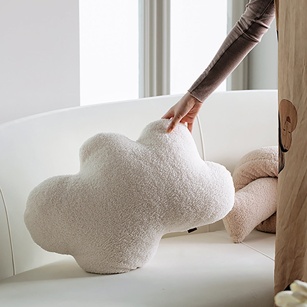 HKM-705107 Geometric Shape Loop Velvet Bedside Pillow - Soft & Comfortable Nordic Design