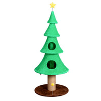 HKM-7051581 Large 59in Christmas Tree Cat Tower with 2 Cat Condos, Scratching Post, and Teaser Toy for Indoor Cats