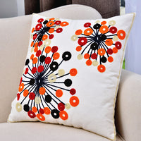 HKM-705171 Pastoral Style Cotton Circle Embroidered Pillow Cover - 45x45 cm