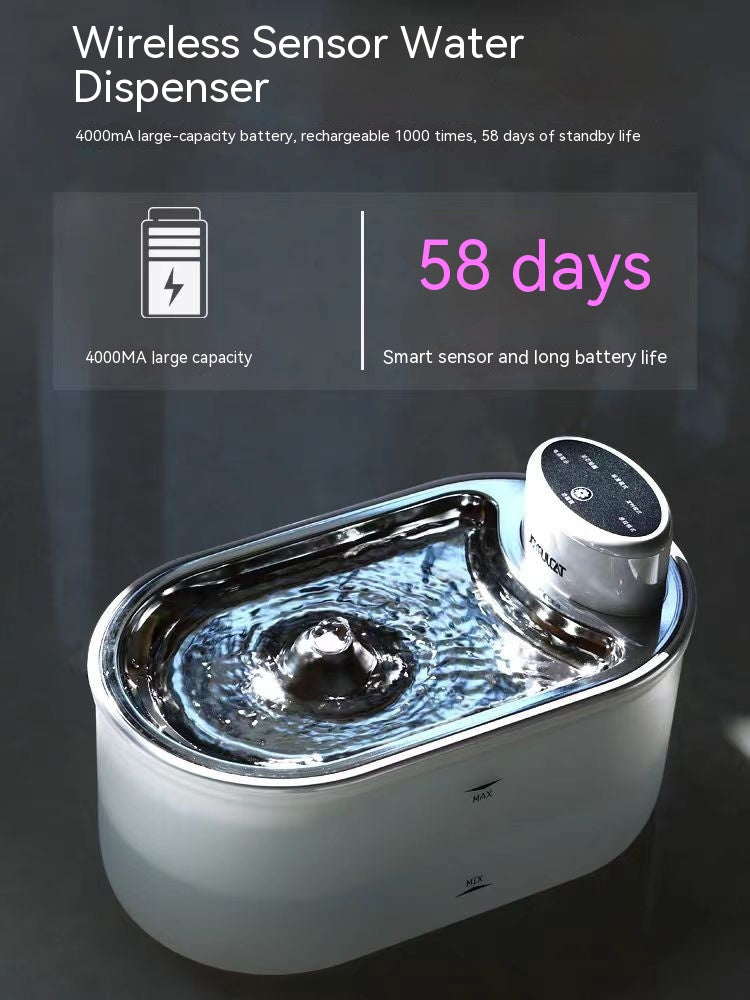 HKM-7051965 Intelligent Wireless Pet Water Dispenser with Stainless Steel Plate for Cats and Dogs