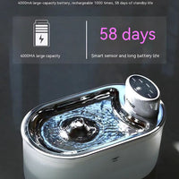 HKM-7051965 Intelligent Wireless Pet Water Dispenser with Stainless Steel Plate for Cats and Dogs