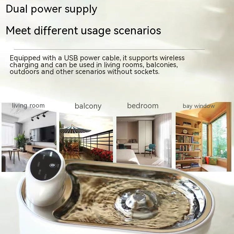 HKM-7051965 Intelligent Wireless Pet Water Dispenser with Stainless Steel Plate for Cats and Dogs