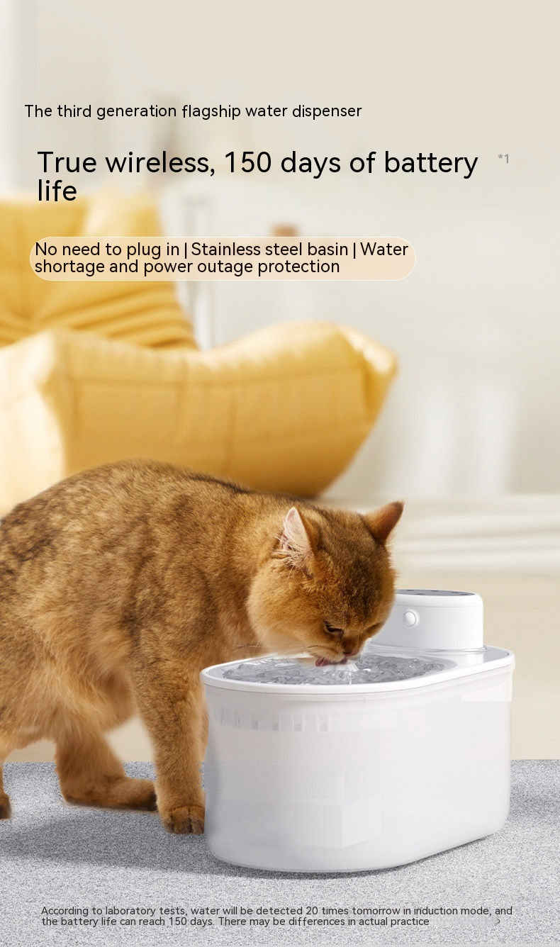 HKM-7051965 Intelligent Wireless Pet Water Dispenser with Stainless Steel Plate for Cats and Dogs