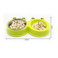 HKM-7052093 Double Pet Food and Water Bowl - Durable ABS and Stainless Steel, Easy to Clean, Pink/Green/Blue, 28x11.5x4cm