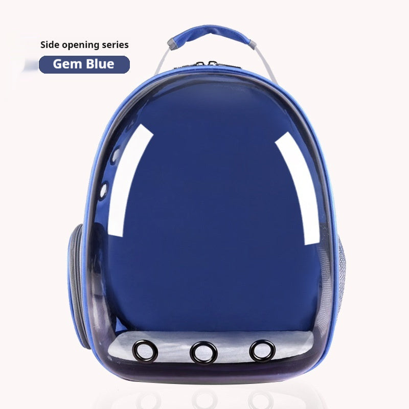HKM-7052349 Transparent Panoramic Four Seasons Universal Pet Backpack with Side Opening - Breathable Design in Various Colors