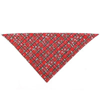 HKM-7053501 Plaid Cotton Christmas Dog Scarf - Triangular Design for Festive Styling