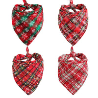 HKM-7053501 Plaid Cotton Christmas Dog Scarf - Triangular Design for Festive Styling