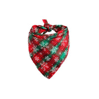 HKM-7053501 Plaid Cotton Christmas Dog Scarf - Triangular Design for Festive Styling