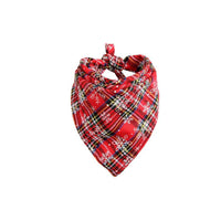 HKM-7053501 Plaid Cotton Christmas Dog Scarf - Triangular Design for Festive Styling