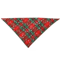 HKM-7053501 Plaid Cotton Christmas Dog Scarf - Triangular Design for Festive Styling