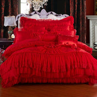 HKM-705363 Elegant Four-Piece Lace Wedding Bedding Set in Various Colors and Sizes